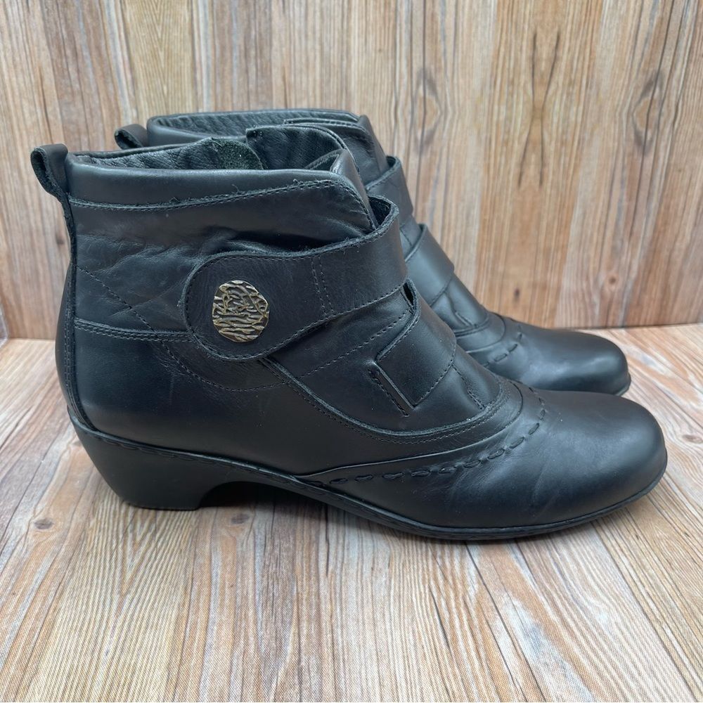 Walking Cradles Black Leather Comfort Side Zip Ankle Boots Sz 7